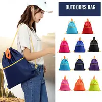 Outdoor Waterproof Nylon Sports Bag Drawstring Bag Travel Sport Drawstring Two Pocket Lightweight Backpack 1