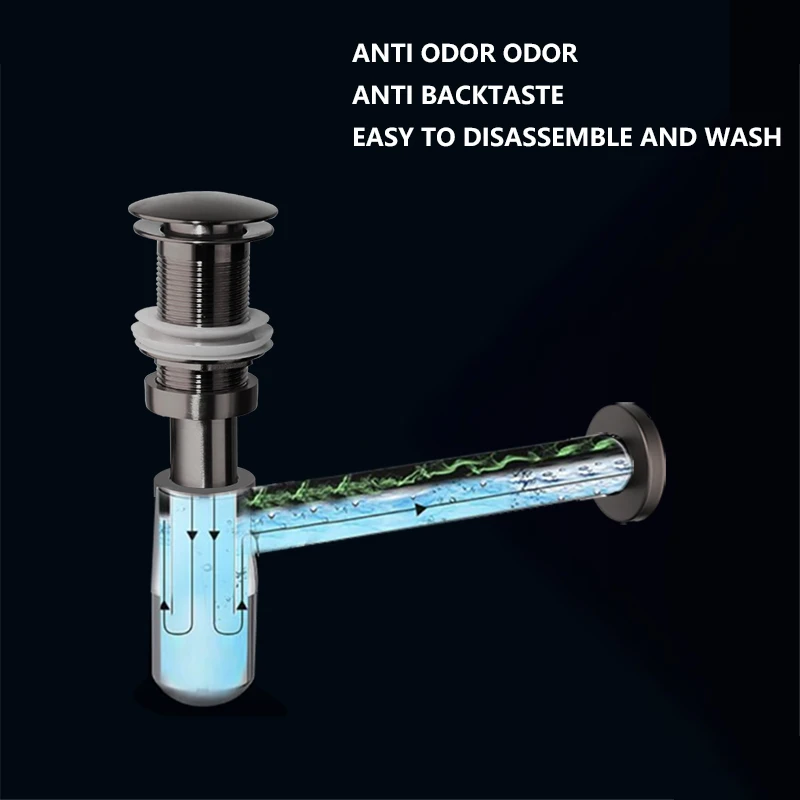 Drain Stopper Basin Drain Stopper Bathroom Sink Stopper Bathroom Sink Plug Washbasin Drain Plug Sink Drain Pipe Set YANKSMART Bathroom Bottle P-Trap Waste Pipe Tube With Pop-up Drain Stopper Kit Assembly Washbasin Siphon Horse Accessory