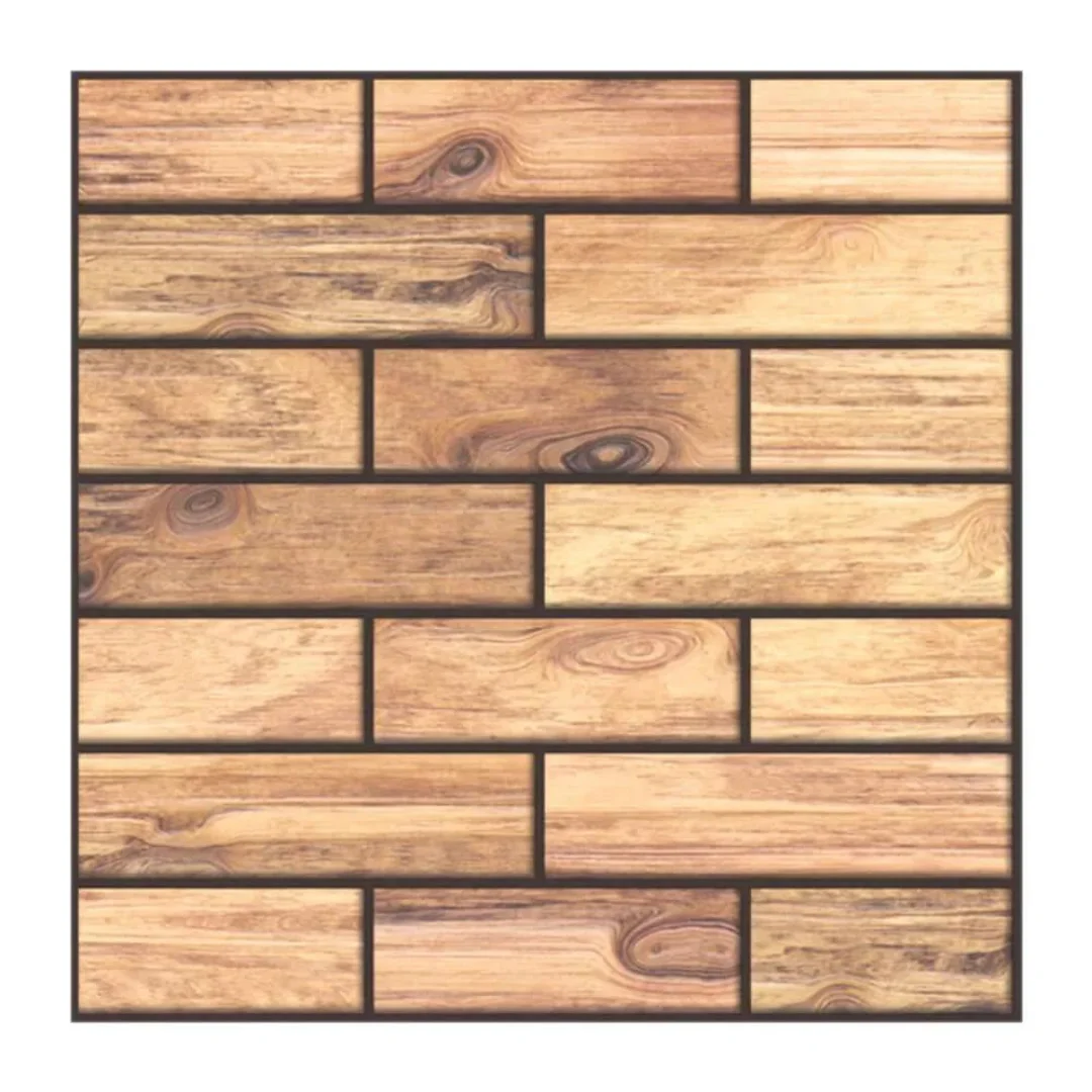 

10Pcs 3D Wood Shiplap Peel and Stick Wall Panel Self Adhesive Wood-like Wall Tile Accent Wall Bedroom Brown Wall Sticker