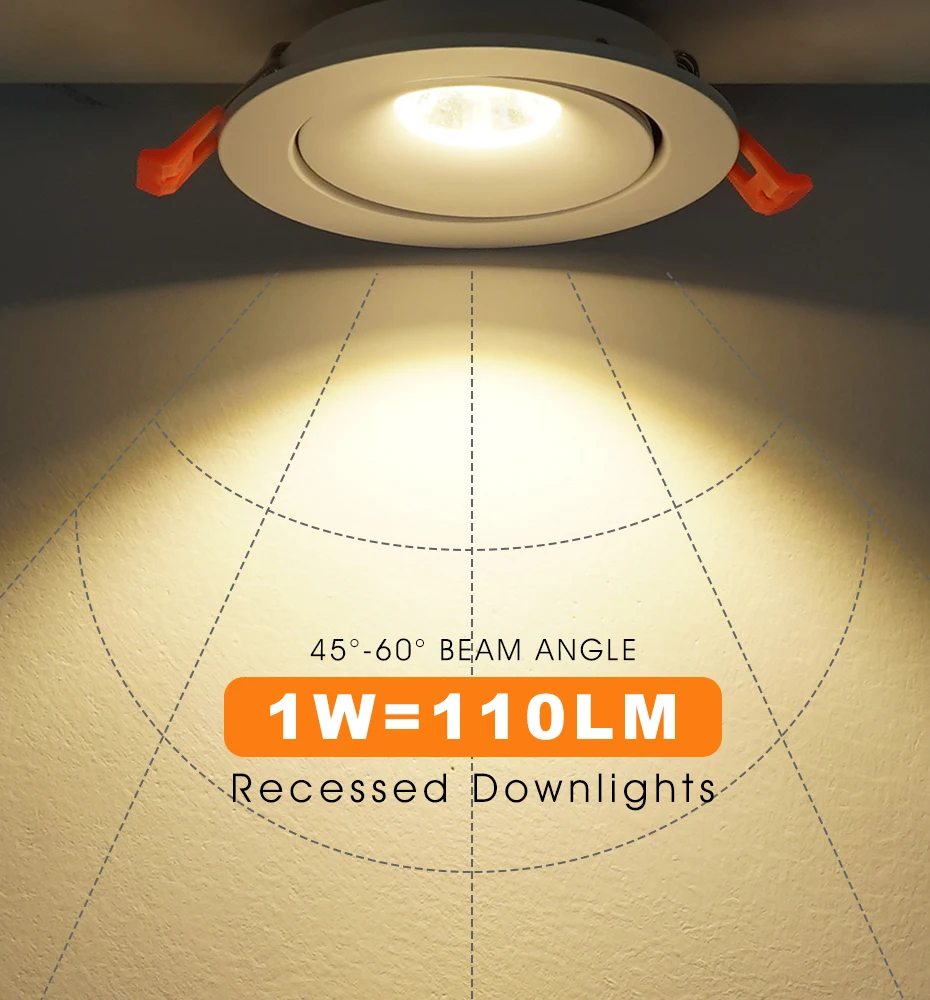 Spot Led Downlight Recessed Ceiling Lamp 5W 7W 12W Dimmable white black Indoor Led Spot Light 360° Adjustable For Living Room