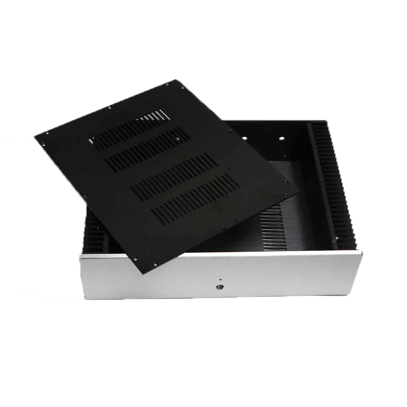 

KYYSLB 430*110*312mm All Aluminum Standard Amplifier Chassis Box House DIY Enclosure with Cooling Hole Amplifier Case Shell