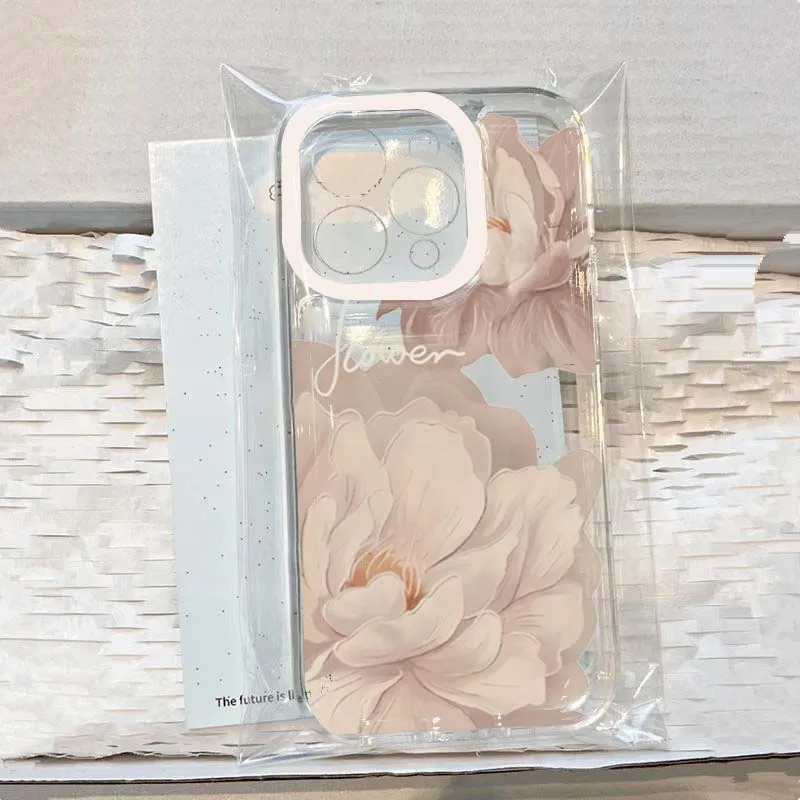 النفط اللوحة زهرة شفافة جراب هاتف آيفون 16 15 14 ب...
