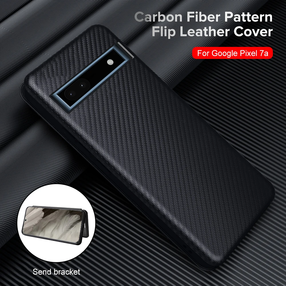 

Чехол-Кошелек со встроенной картой для Google Pixel 7a 8 Pro, флип-чехол из углеродного волокна и кожи, Магнитный чехол Pixel8 8Pro, чехол с кольцом и подставкой