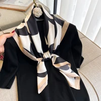 New 2024  Fashion Print Brand Scarves Twill Silk Square 90*90 Scarves Neckerchief Women Shawls Luxury Design Hijab Scarf 2