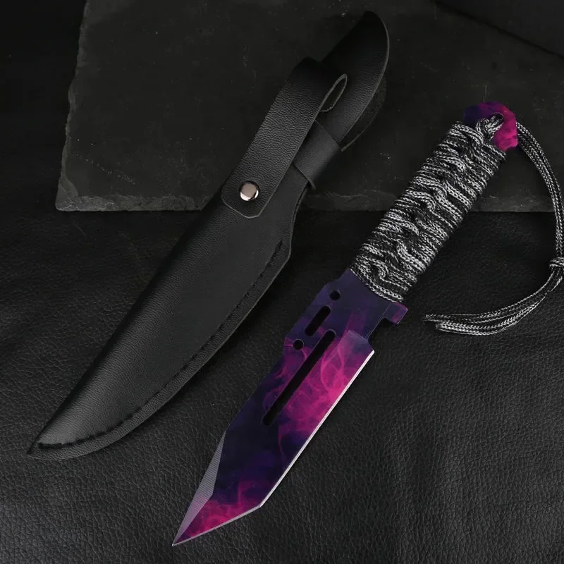 Steel Fixed Blade Hunting Knife CSGO Game Military Tactical Knives Outdoors Camping Knife Fishing Leather Sheath Men camping knife sheath knife tactical knife fixed blade knife