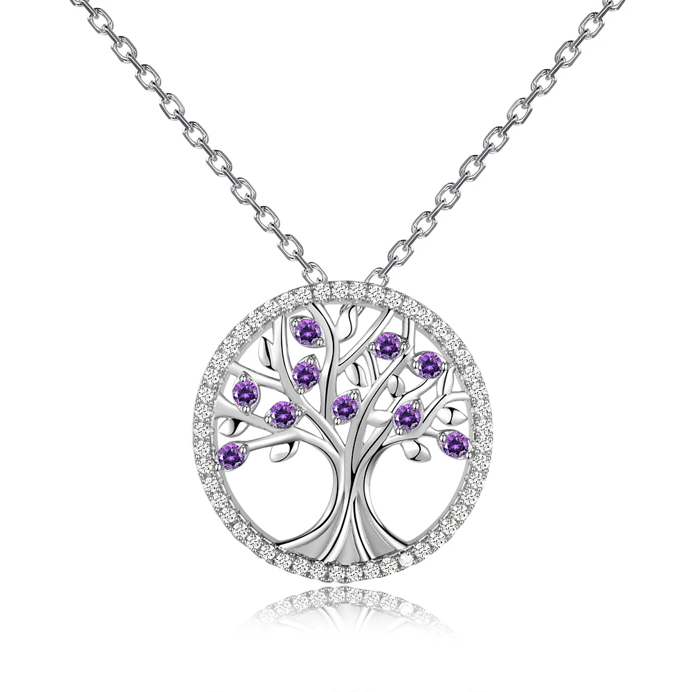 New Design Tree Wedding Necklaces Pendants For Women Fashion Jewelry Necklace With Colorful Gemstone Hot Sale Christmas Gift
