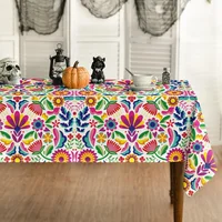 Mexican Day of The Dead Waterproof Tablecloth Mexico Fiesta Decor Reusable Dia De Muertos Tablecloth for Table Halloween Decor 2