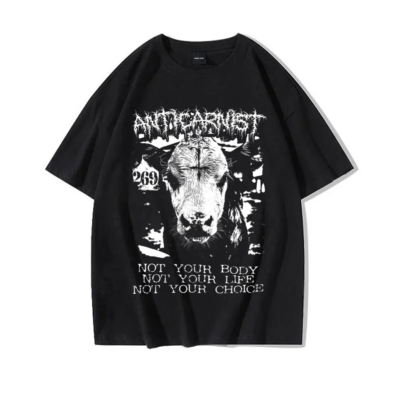 

Gothic T Shirt Men Cotton Tees Harajuku Streetwear Hip Hop Respect Existence or Expect Resistance Vegan Horror Gothic T-shirts