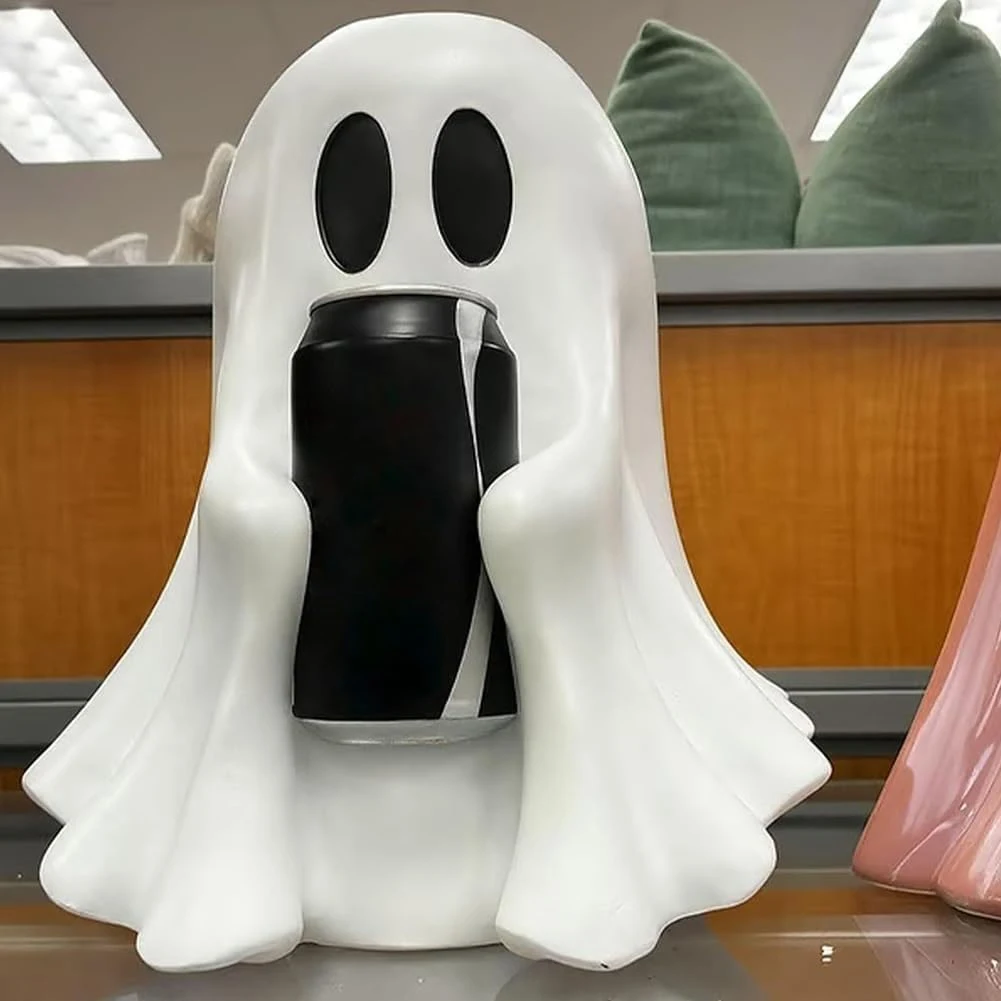 Halloween Ghost Can Holder Spooky Decor Drink Holder Spooky Resin Drink Holder Ghost Beverage Holder for Home Bedroom Kitchen