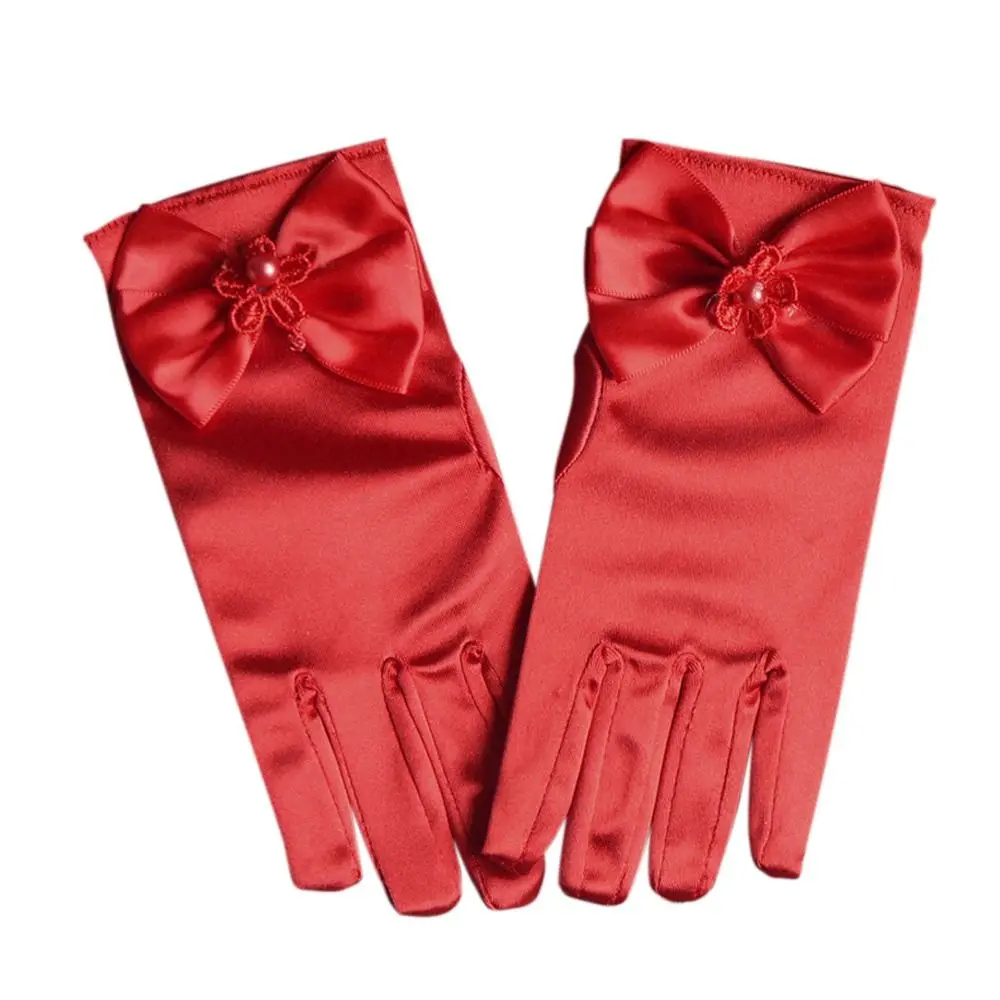 Girls Satin Gloves Polyester Cotton Wedding Prom Costume Accessory