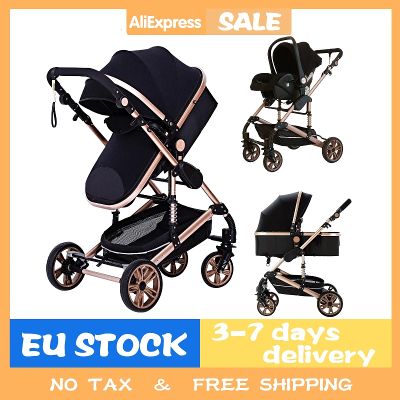 Luxurious Baby Stroller 3 in 1 Portable Travel Baby Carriage Folding Prams  High Landscape Aluminum Frame Car for Newborn Baby