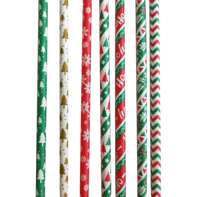 Christmas Paper Straws Snowflake Drinking Straw Merry Christmas Decorations for Home Xmas New Year Party Noel Supply 25pcs,christmas decorations