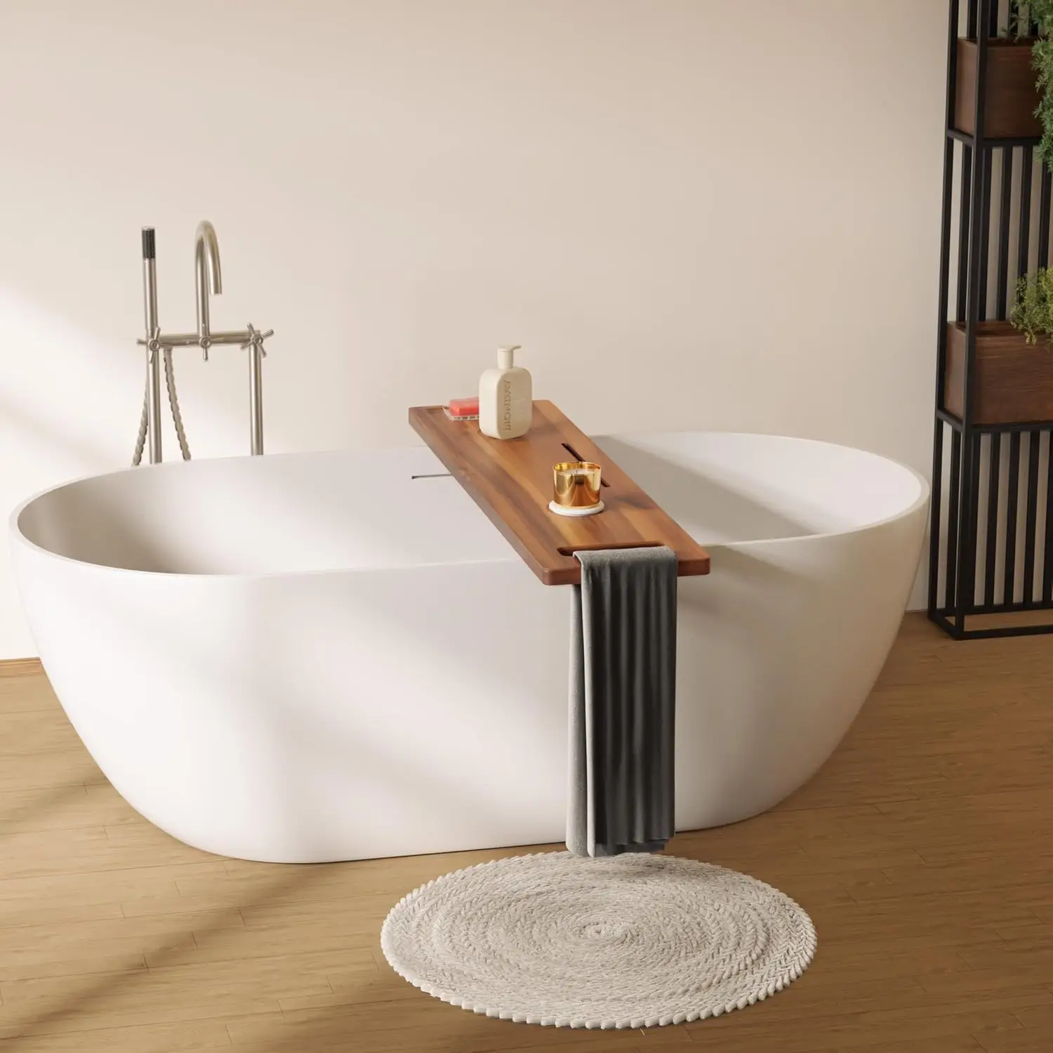 Acacia Bathtub Caddy Tray Table 39x10 Inch Large Bath Tub Tray Wooden Anti-Tipping, Sustainable Tub for Bathtub