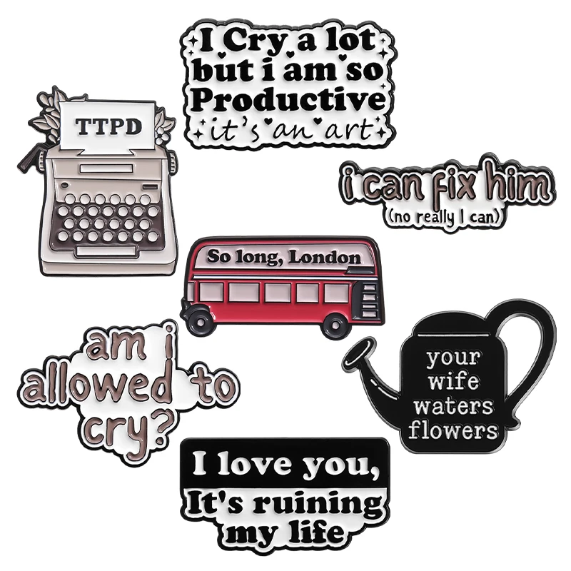 Pop Musik Sänger Emaille Pin So Long London Bus Schreibmaschine Broschen Tasche Kragen Abzeichen Modeschmuck Geschenk für Fans Freunde