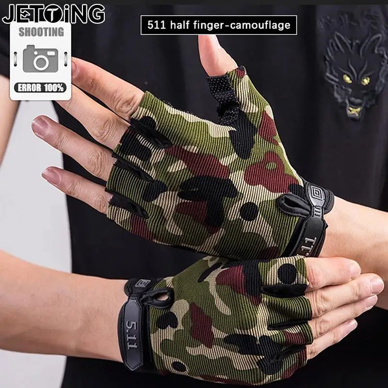 Shooting Fingerless Gloves Half Finger Men Tactical Gloves Anti-Slip Outdoor Sports Bicycle Riding Fitness Gloves 5