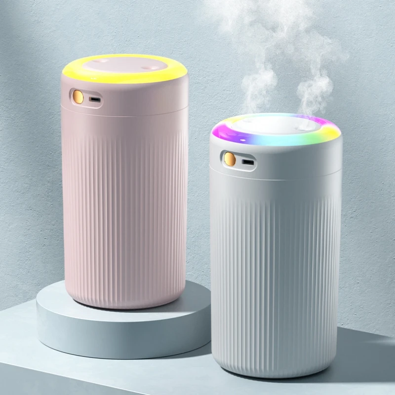 800ml Large Capacity Air Humidifier 1800mAh Type-C Rechargeable Double Spray USB Ultrasonic Atomizer with LED Lamp for Bedroom