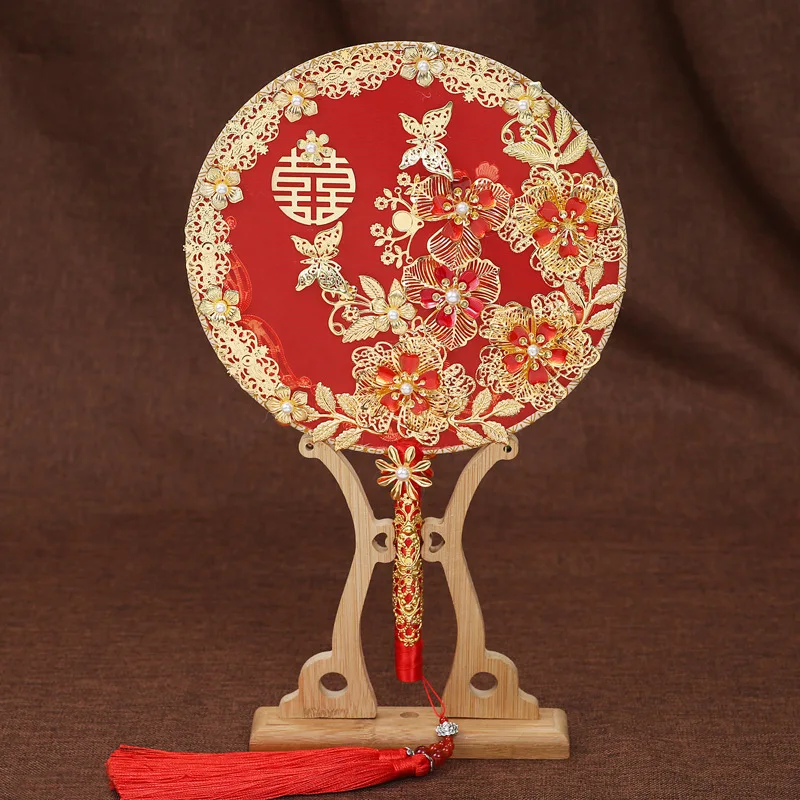 Decorative Fan Wedding Bridesmaids Souvenir DIY Bridal Ornaments Handmade Chinese Vintage Flower Fan Photography Ornaments