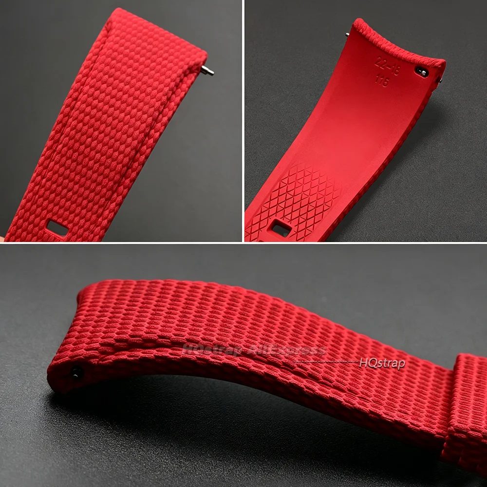 Premium FKM Rubber Waterproof Watch Strap with Curved End - 20/21/22mm