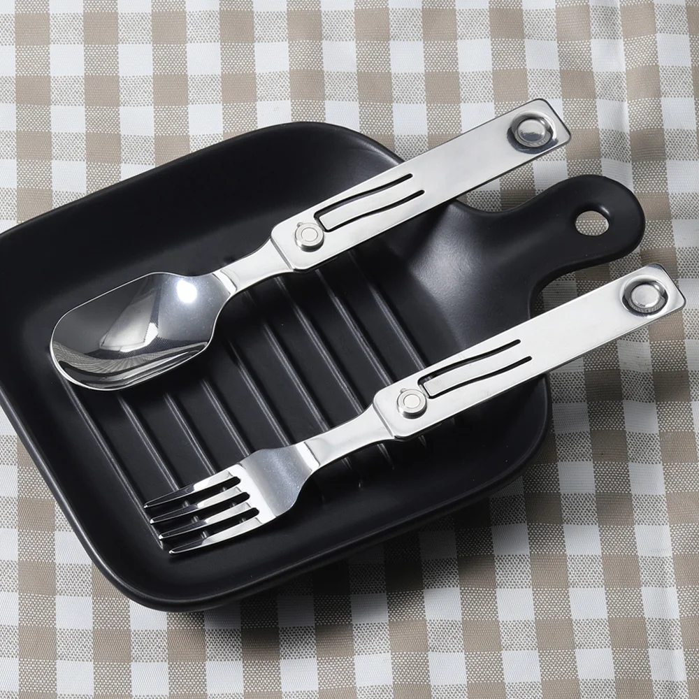 Camping Utensils 2 in 1 Detachable Folding Cutlery With Fork & Spoon For Outdoor