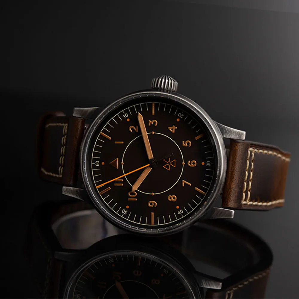 Hruodland F013 Old Treatment Retro Automatic Mechanical Men Pilot