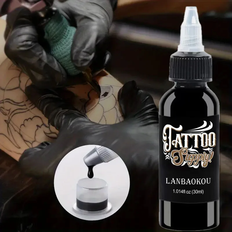 2 Pezzi 30ml Inchiostro per Tatuaggi Rosso/Nero, Pigmento per Disegno Artistico, Inchiostro Semi-permanente per Trucco, Forniture per Tatuatori - immagine 4