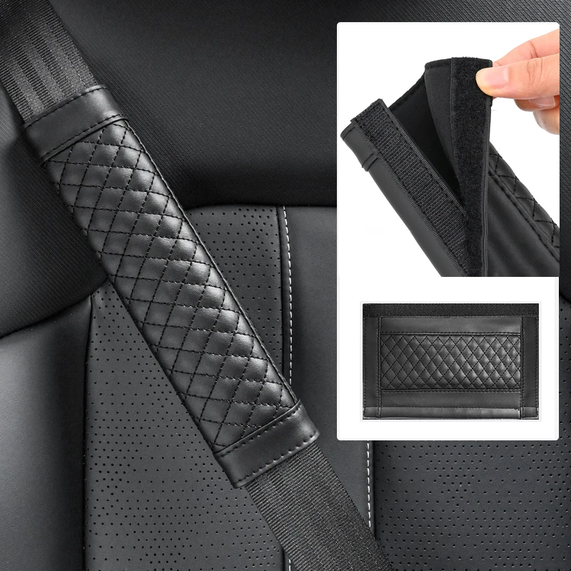 

2Pcs Leather Car Seat Belt Cover Protect Leather Car Safety Belt Cover Shoulder Strap Pad for Kids Adults Kia Nissan Honda Juke