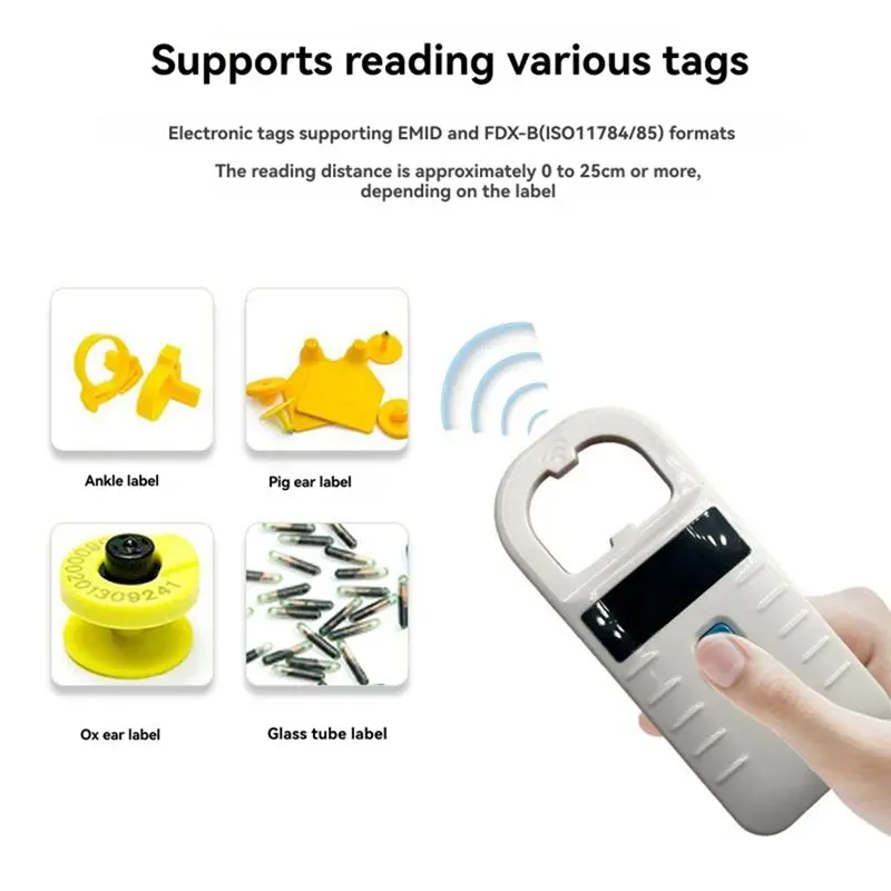 정밀 애완동물 칩 리더 USB+ 블루투스 동물 스캐너 134.2Khz/125KHZ EMID/FDX-B ISO11784/85 형식 동물 ID 지원