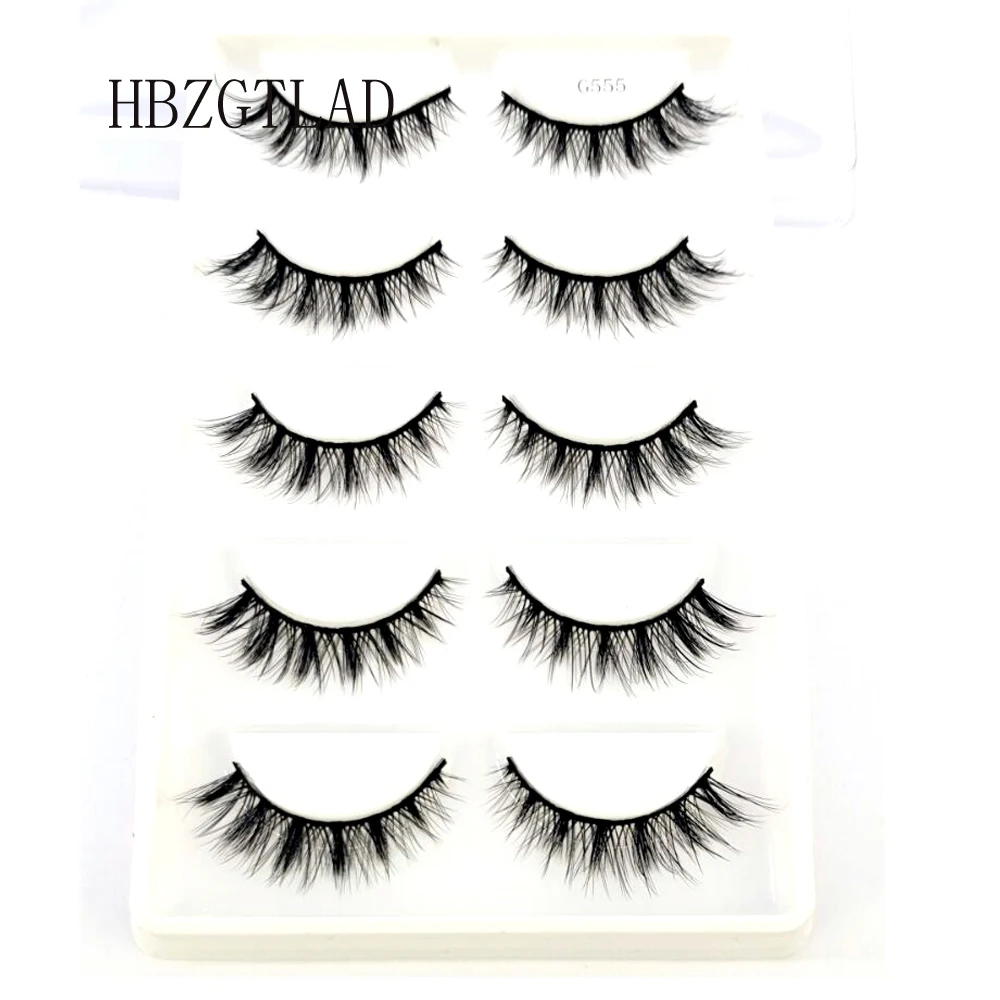 Nový 5 párů přírodní norek lashes krátce řasy nepravý řasy 100% cruelty-free 3D norek řasy líčení lashes pro krása