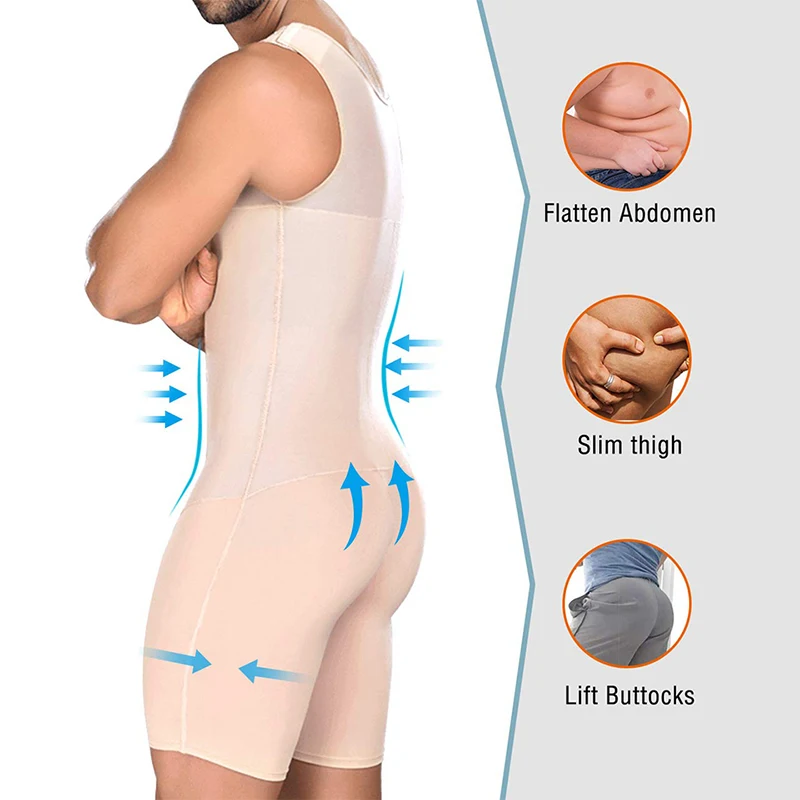 Compression Shapewear Men Slimming Bodysuit Waist Trainer Butt Lifter Thigh Trimmer Underwear Full Body Shaper Belt