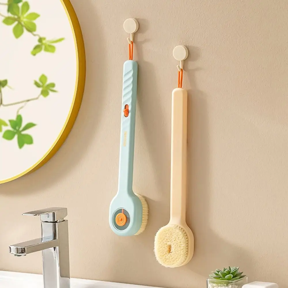Long Handle Shower Brush Comfortable Soft Hair Exfoliation Back Scrubber With Soap Dispenser Back Brush For Bathroom Home