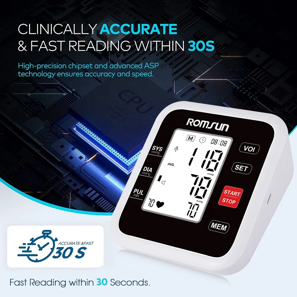 Upper Arm Blood Pressure Monitor Automatic Digital Blood Pressure Monitors for Home Use Led Large Font Screen
