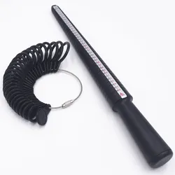 Jewelry Tool Set: Ring Sizer Mandrel & Finger Gauge (Black One Set)