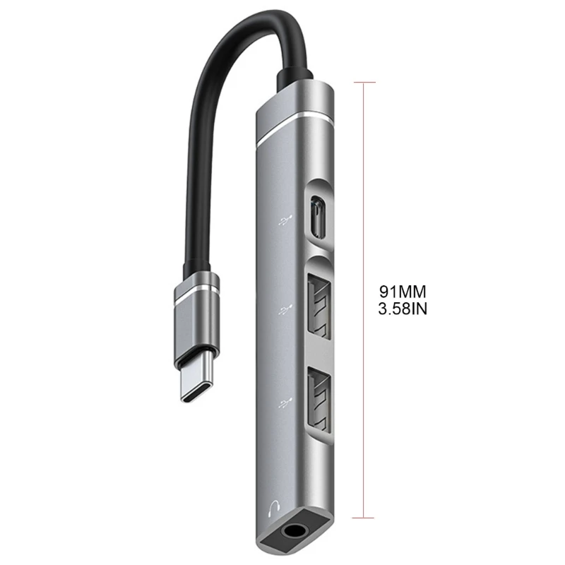 Type-C 도킹 스테이션 3.5mm 플러그 USB2.0 TypeC 허브 4 in 1 USB 어댑터 합금
