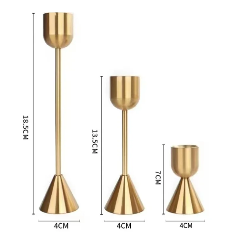 Table Centerpiece Candle Stand Set of 3 Brass Gold Metal brass gold metal candle stand