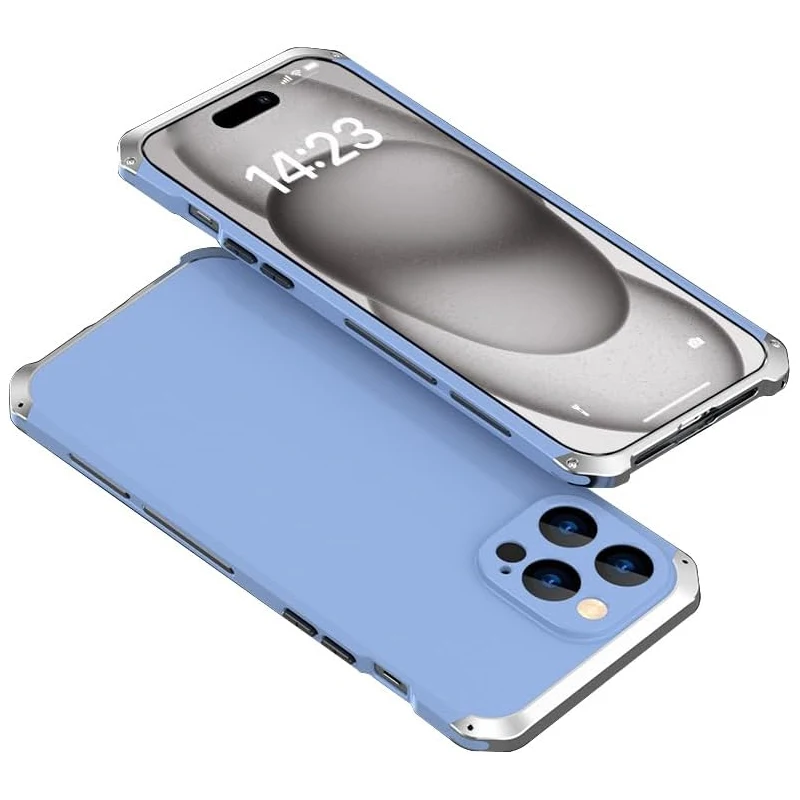 

Чехол для iPhone 15 Pro Max/15 Pro/15, металлический корпус из алюминиевого сплава с прецизионной защитой объектива, тонкая крышка с поддержкой беспроводной зарядки