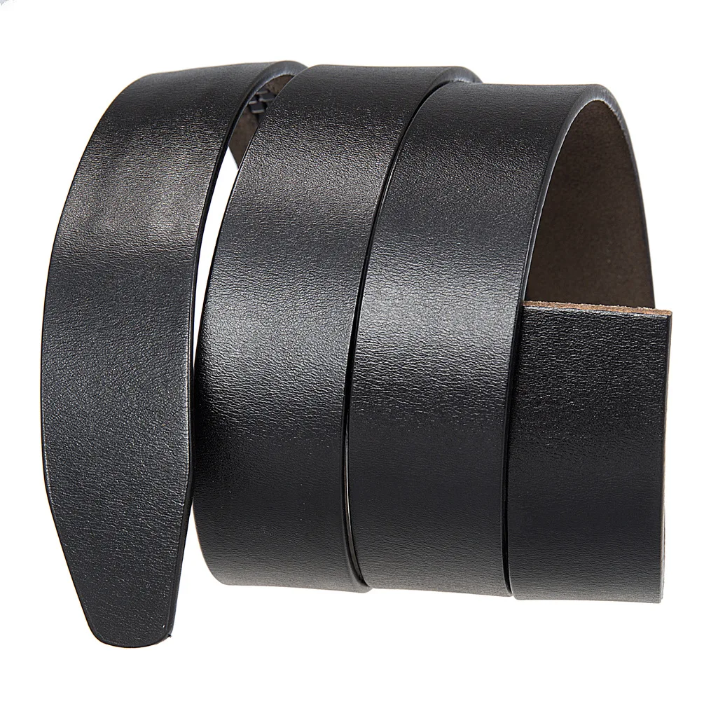 Men's Automatic Buckle Belts No Buckle Black Tan Brown Genuine Leather Belt For Men Luxury 3.5cm Width Holeless Male Strap
