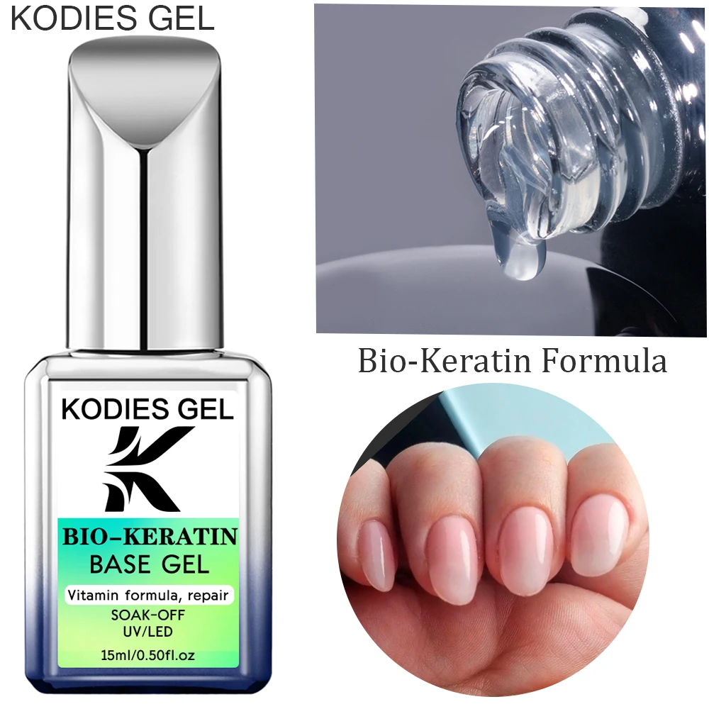 Bio-Keratin Formula Rubber Base Coat Gel Nail Polish Manicure Repair Foundation Gel Top No Wipe Semi Permanent UV Finish