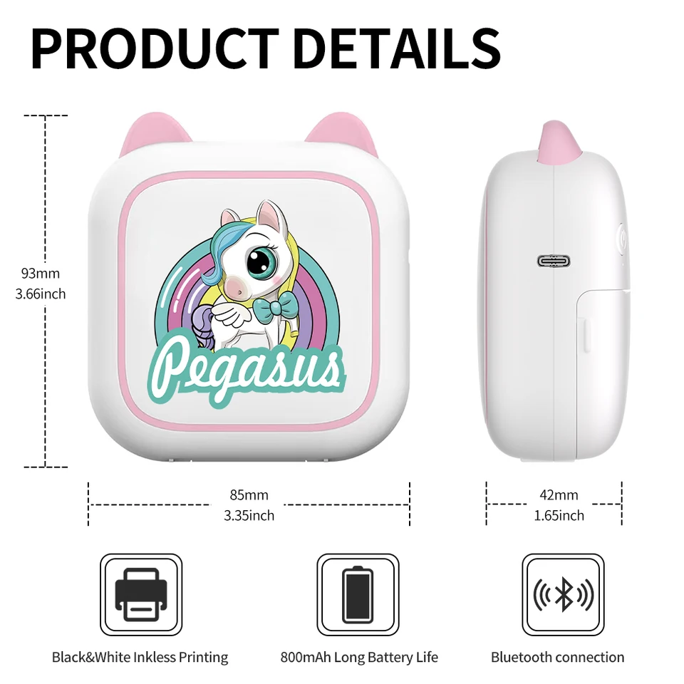 휴대용 미니 포토 프린터: 열전사 라벨 프린터, USB 충전, 무선, 안드로이드, iOS 호환, 열 Pa 1 롤 휴대용 미니 포토 프린터: 열전사 라벨 프린터, USB 충전, 무선, 안드로이드, iOS 호환, 열 Pa 1 롤