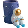 Astronaut Pen Holder Round Pen Holder Spaceman Figurine Statues Ornament Storage Pencil Holder Makeup Brush Holder Desk Decor 2
