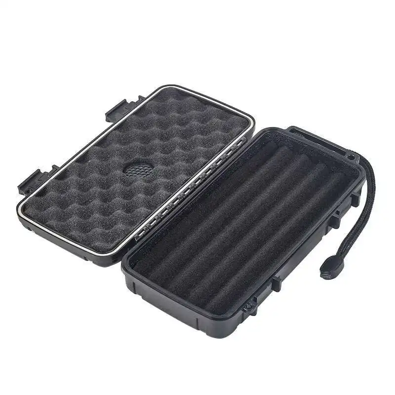 가습기가있는 시가 상자 보관 용 여행용 휴 미더 액세서리 5 개의 시가 흡연 액세서리 용 방수 ABS 여행용 케이스