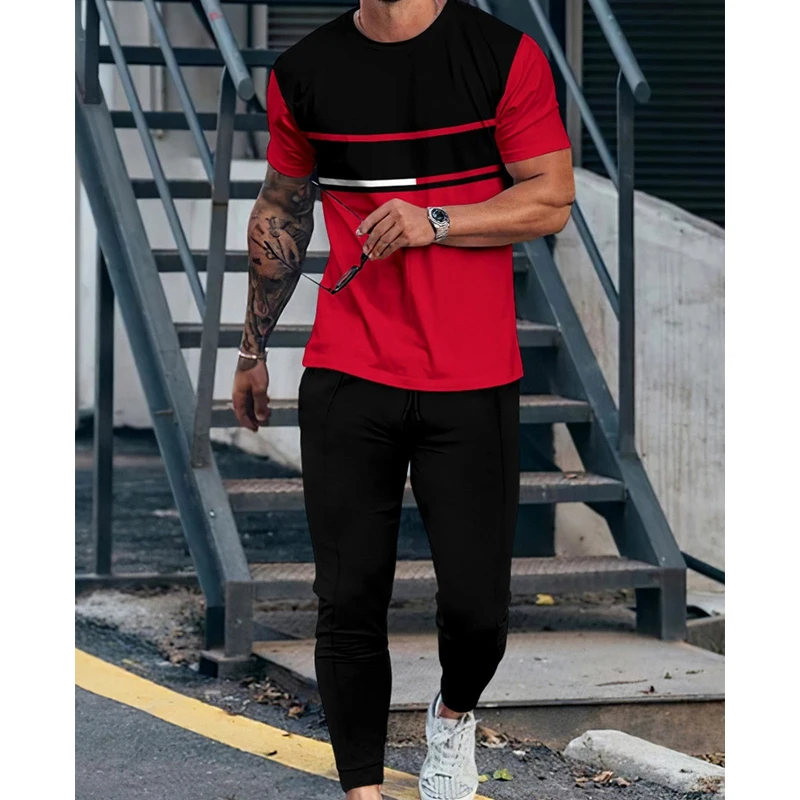New Arrival Men's Sportswear Trousers Sets Outfit 2 Piece Sets T shirts Trousers Mens Sports Sets Short T Shirts+Long Pants Sets new arrival man tracksuit 2 piece sets fashion luxury long sleeve t shirt trousers sports suits oversized casual men s clothing
