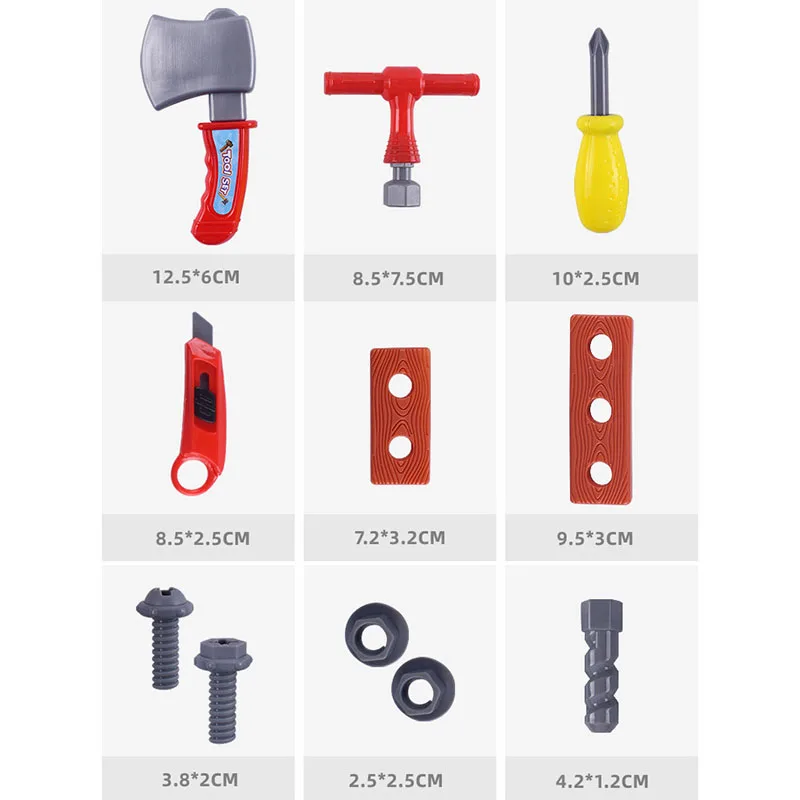 Kids Repair Toys Plastic Construction Toys Kids Construction Toys Simulation Repair Tools DIY Set Plastic Screwdriver Drill Hammer Tongs Maintenance Tool Baby Pretend Play Toy