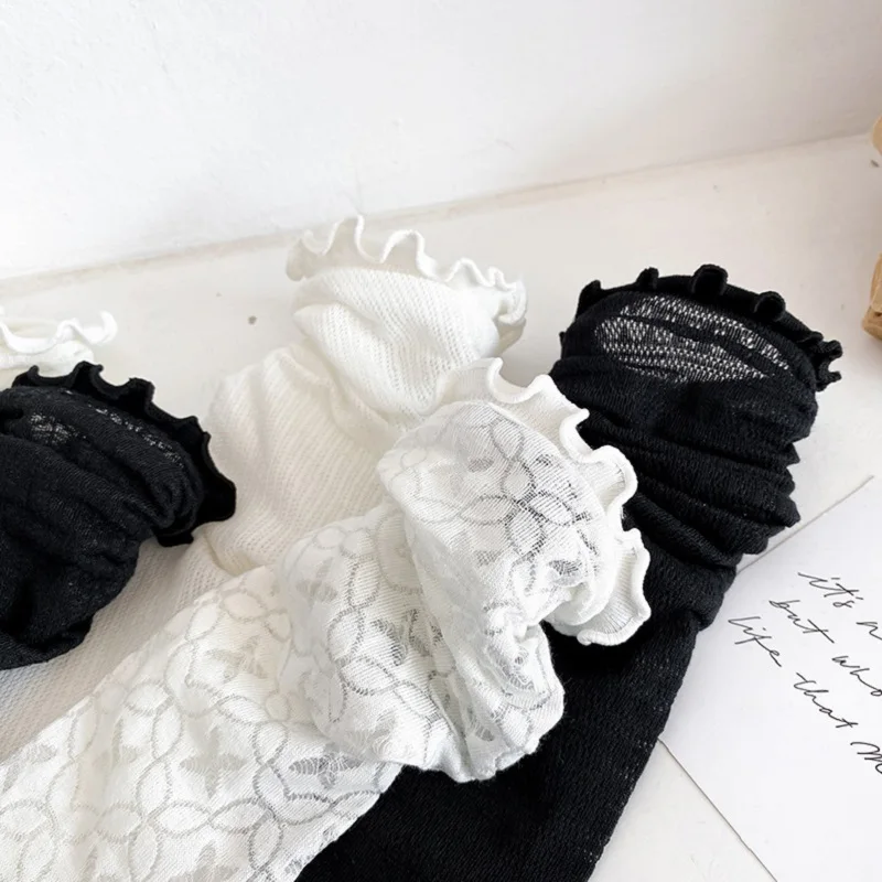Spring Summer Women Socks Lady Long Lace Harajuku Ruffle Casual Sweet Kawaii Floral Breathable Lolita