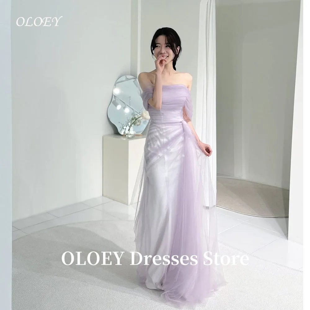 OLOEY Fairy Violet Wedding Party Dresses Off Shoulder Tulle Long Mermaid Bridal Gowns Corset Evening Party Dress Customized 1