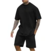Summer Solid Color 3D Print T-Shirts Shorts Sets Men's Tracksuits Oversized Short Sleeve T Shirt Pants Set Man Suits Clothing 2
