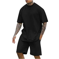 Summer Solid Color 3D Print T-Shirts Shorts Sets Men's Tracksuits Oversized Short Sleeve T Shirt Pants Set Man Suits Clothing 2