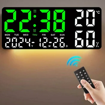 "Large Digital Wall Clock with LED Mood Light and Alarm" 1