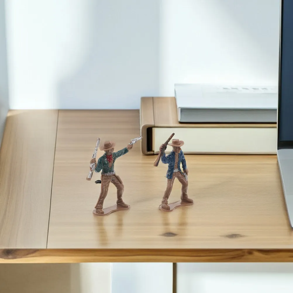 12Pcs 서부 카우보이 피규어 크리 에이 티브 와일드 웨스트 장식 플라스틱 카우보이 파티 액세서리 교육용 플레이 세트