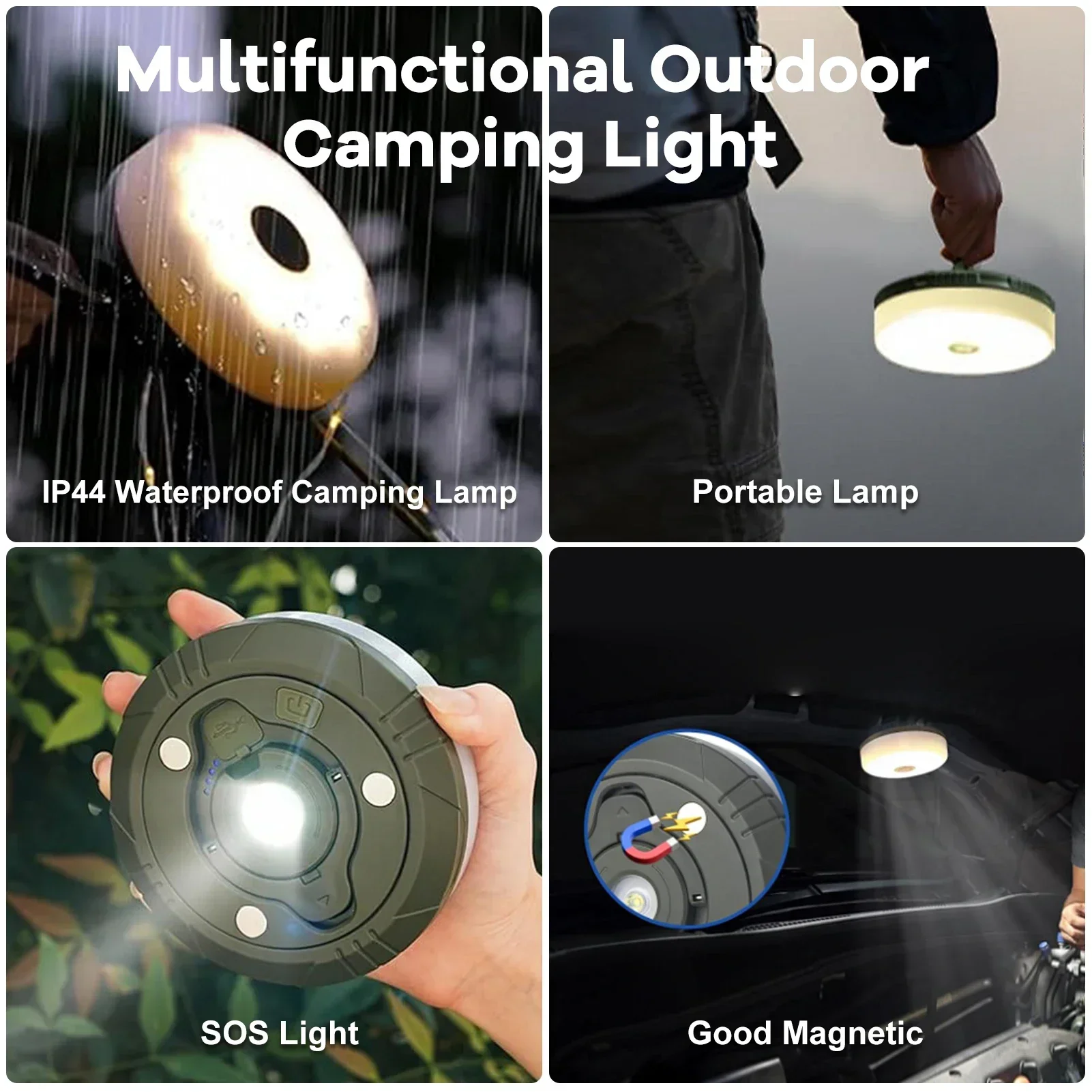 Solar LED String Lights IP65 Outdoor Garden Fairy Light 4 in 1 Camping String Lights 5 Modes Solar/USB Powered Tent Light