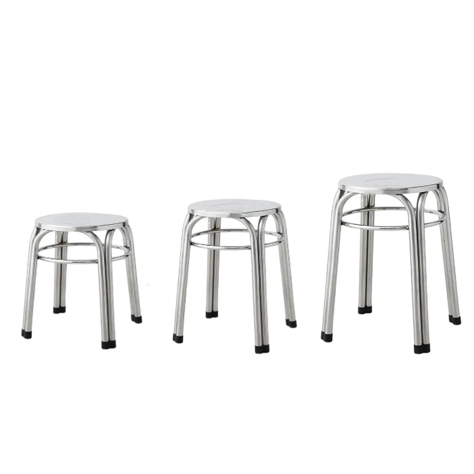 Round Metal Stool Non Slip Diameter 29Cm Easy Clean Stacking Stool Stainless Steel For Indoor Garden Dining Room Outdoor Kitchen